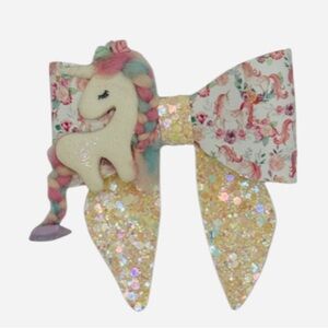 Unicorn Glitter handmade Hair Bow, new never worn